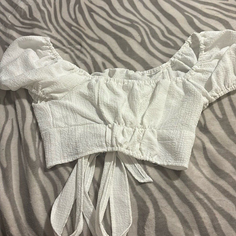 White cropped shirt